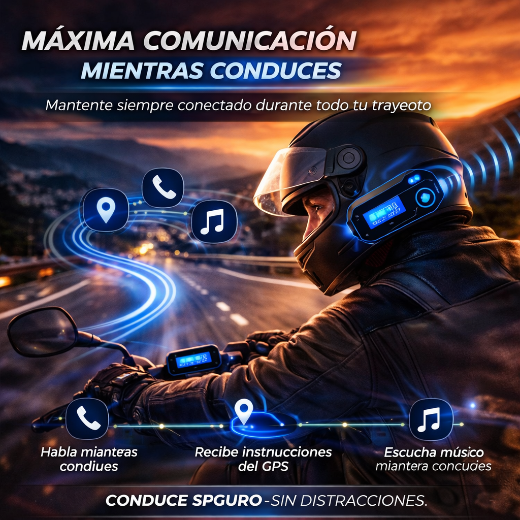 Deja de usar el celular mientras manejas y conduce con total seguridad - Intercomunicador Moto Para Casco Fm Bluetooth Q-58 Max