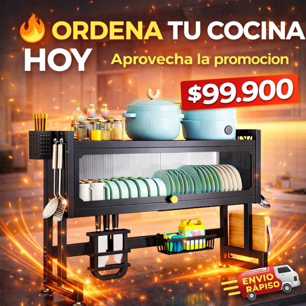 Organizador de Platos con Gabinete - Escurridor de cocina