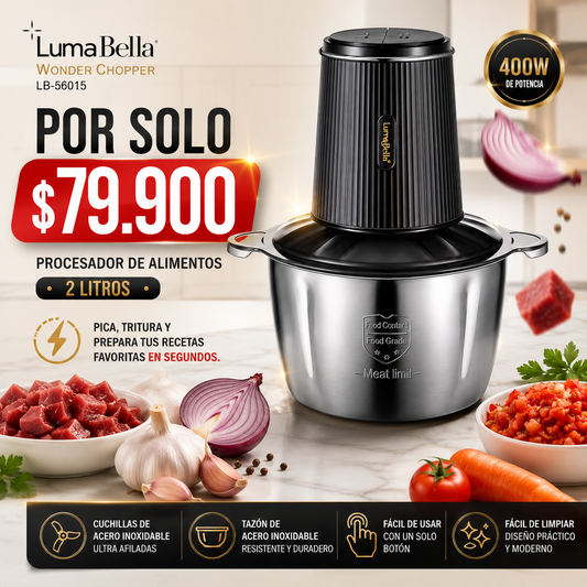 PROCESADOR DE ALIMENTOS 2 LITROS LUMA BELLA