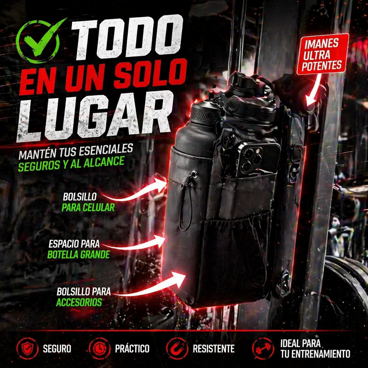 ¿Cansado del desorden en el gym? Ya no mas eso con el Bolso Magnetico