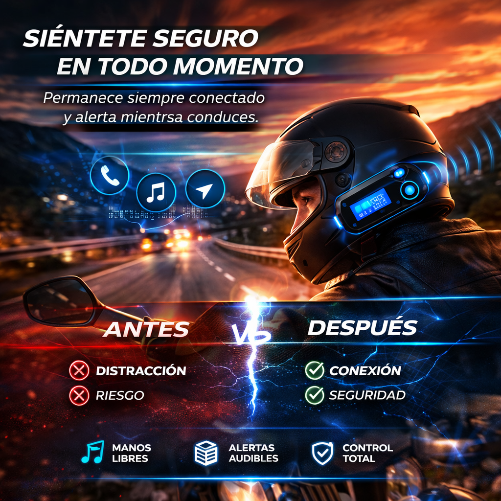 Deja de usar el celular mientras manejas y conduce con total seguridad - Intercomunicador Moto Para Casco Fm Bluetooth Q-58 Max