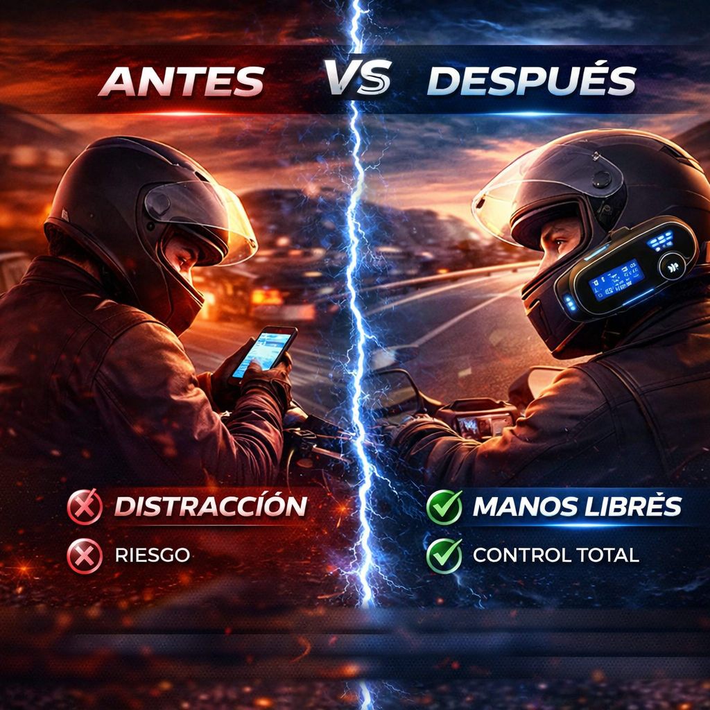 Deja de usar el celular mientras manejas y conduce con total seguridad - Intercomunicador Moto Para Casco Fm Bluetooth Q-58 Max