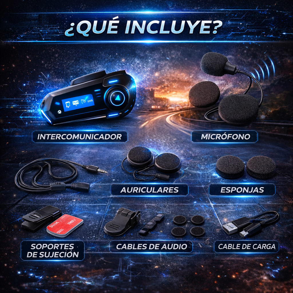 Deja de usar el celular mientras manejas y conduce con total seguridad - Intercomunicador Moto Para Casco Fm Bluetooth Q-58 Max