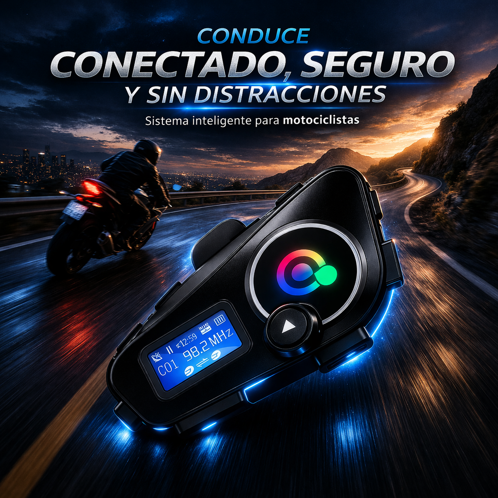 Deja de usar el celular mientras manejas y conduce con total seguridad - Intercomunicador Moto Para Casco Fm Bluetooth Q-58 Max