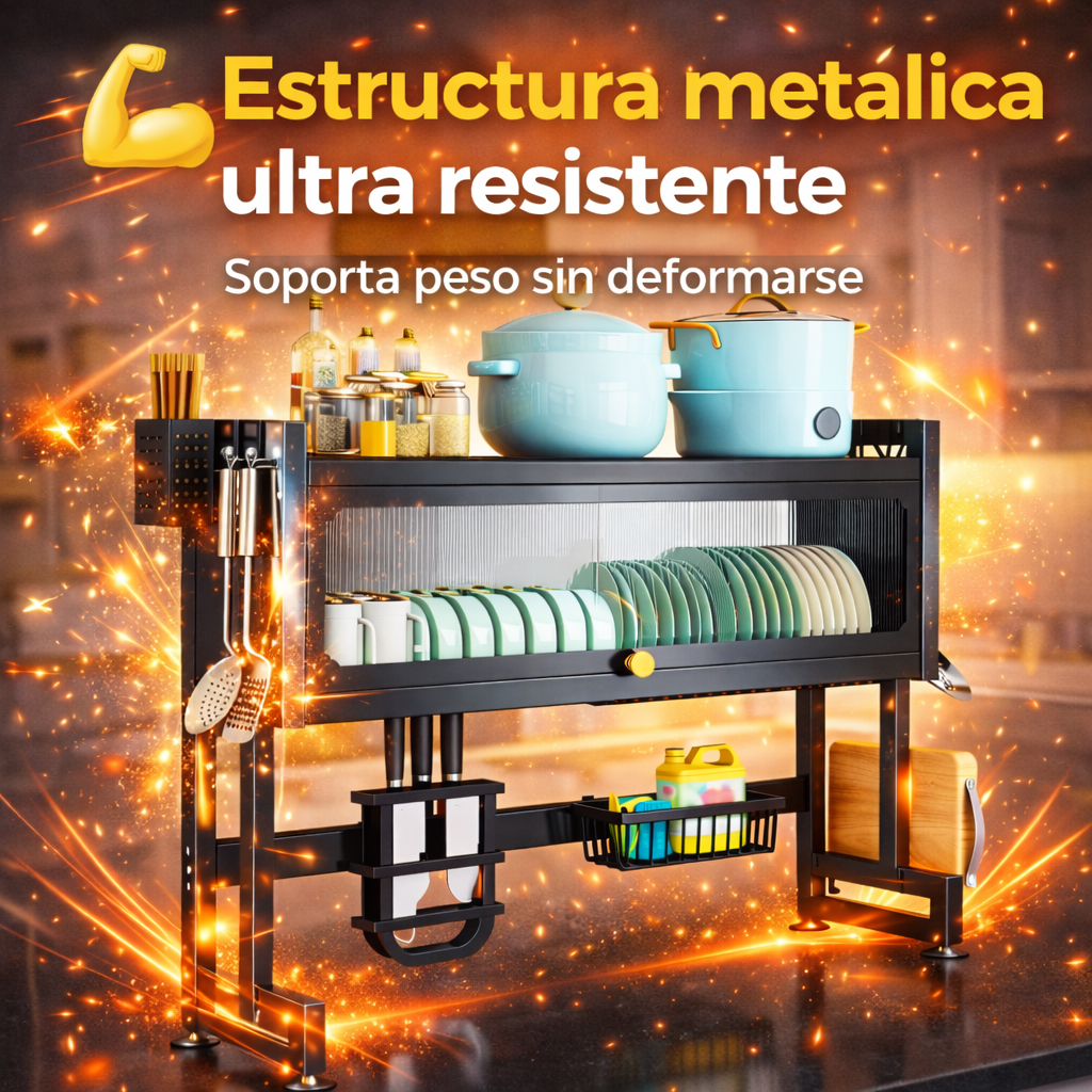 Organizador de Platos con Gabinete - Escurridor de cocina