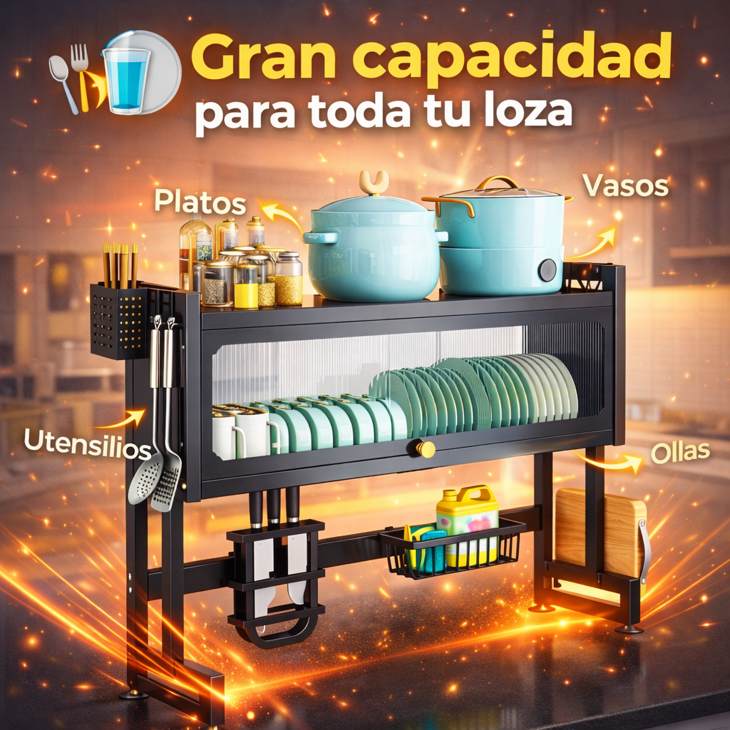Organizador de Platos con Gabinete - Escurridor de cocina