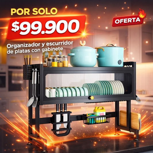 Organizador de Platos con Gabinete - Escurridor de cocina