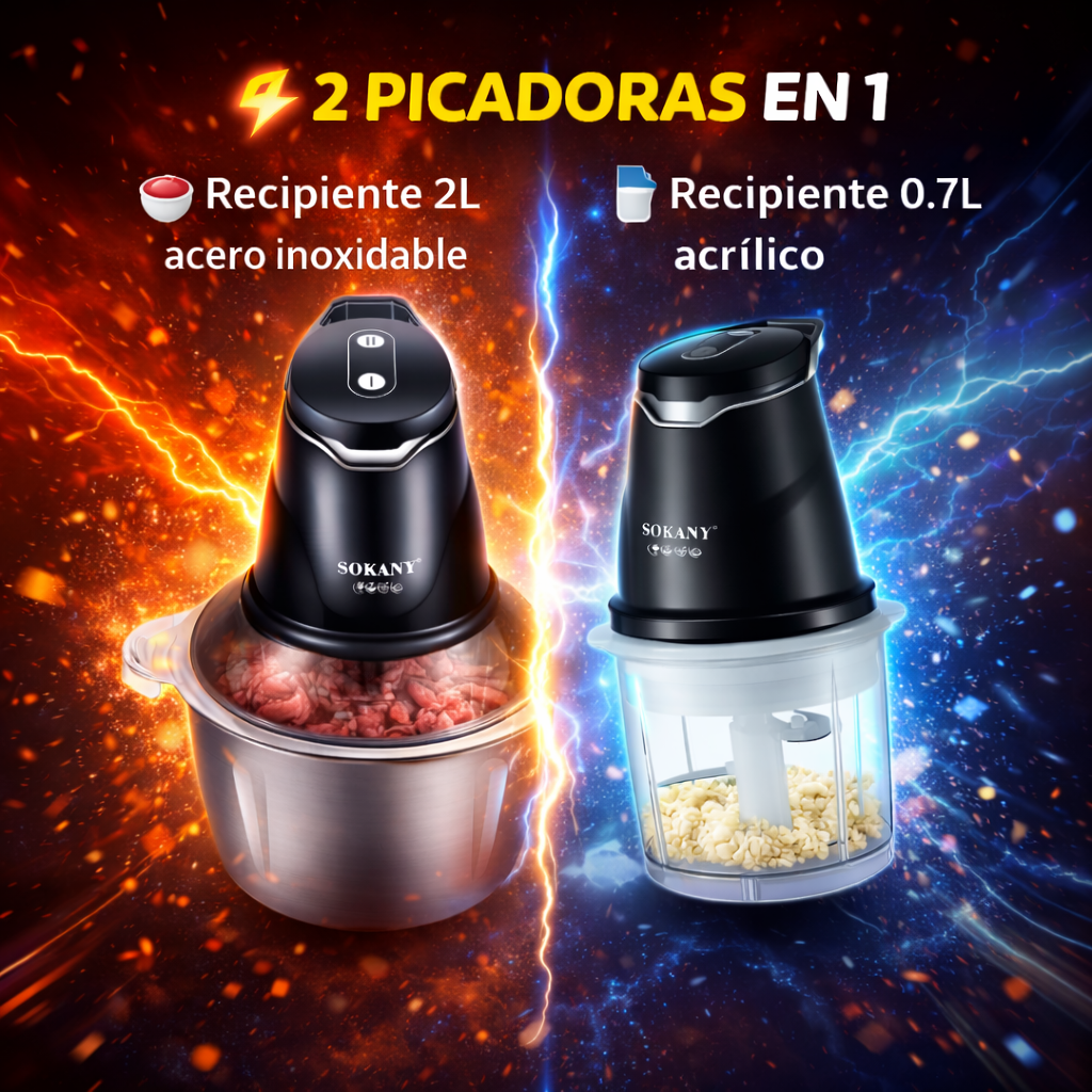 ¡Pica todo en segundos! La picadora 2 en 1 que necesitas