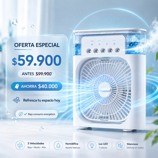 Disfruta una Sensación de Frescura Instantánea Donde Más la Necesitas - Ventilador Humidificador