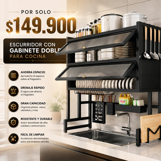 ESCURRIDOR PLATOS COCINA CON GABINETE DOBLE